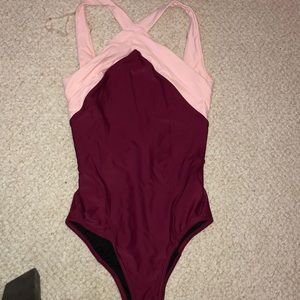 Maroon and pink Capezio Leotard